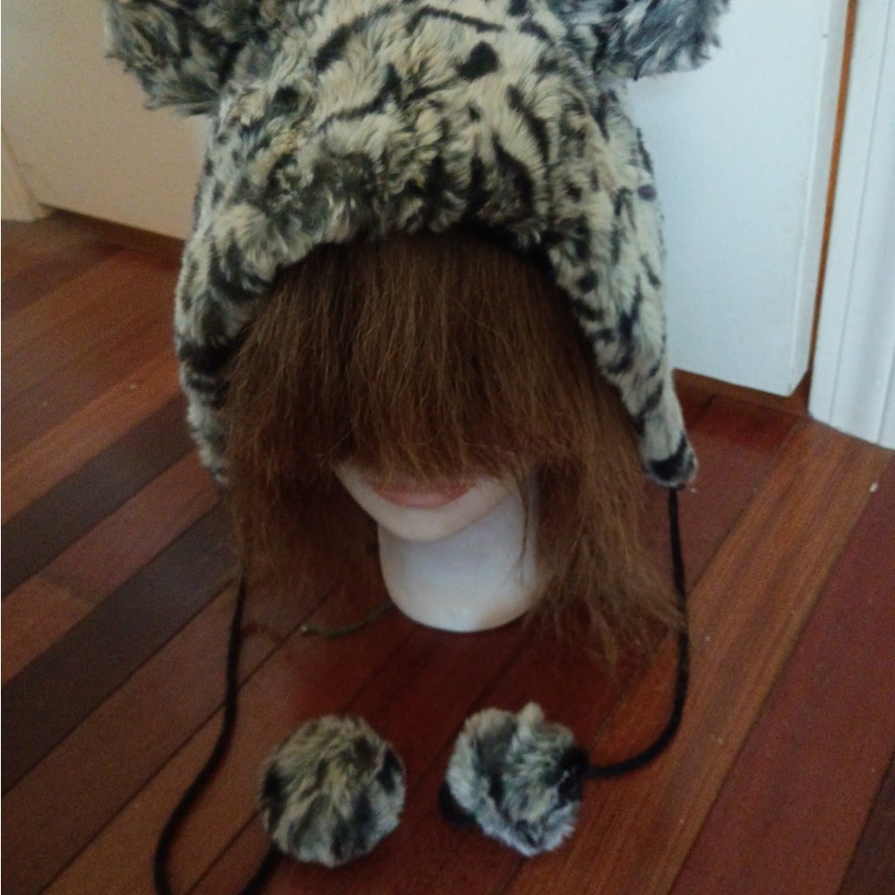 American Rag Black and White Hat with Pom Poms